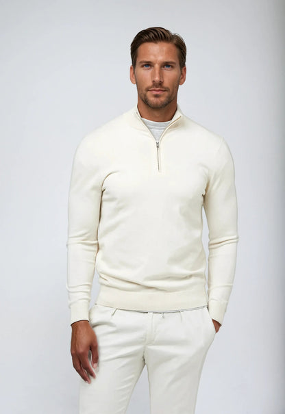 Classic Quarter-Zip White Jumper