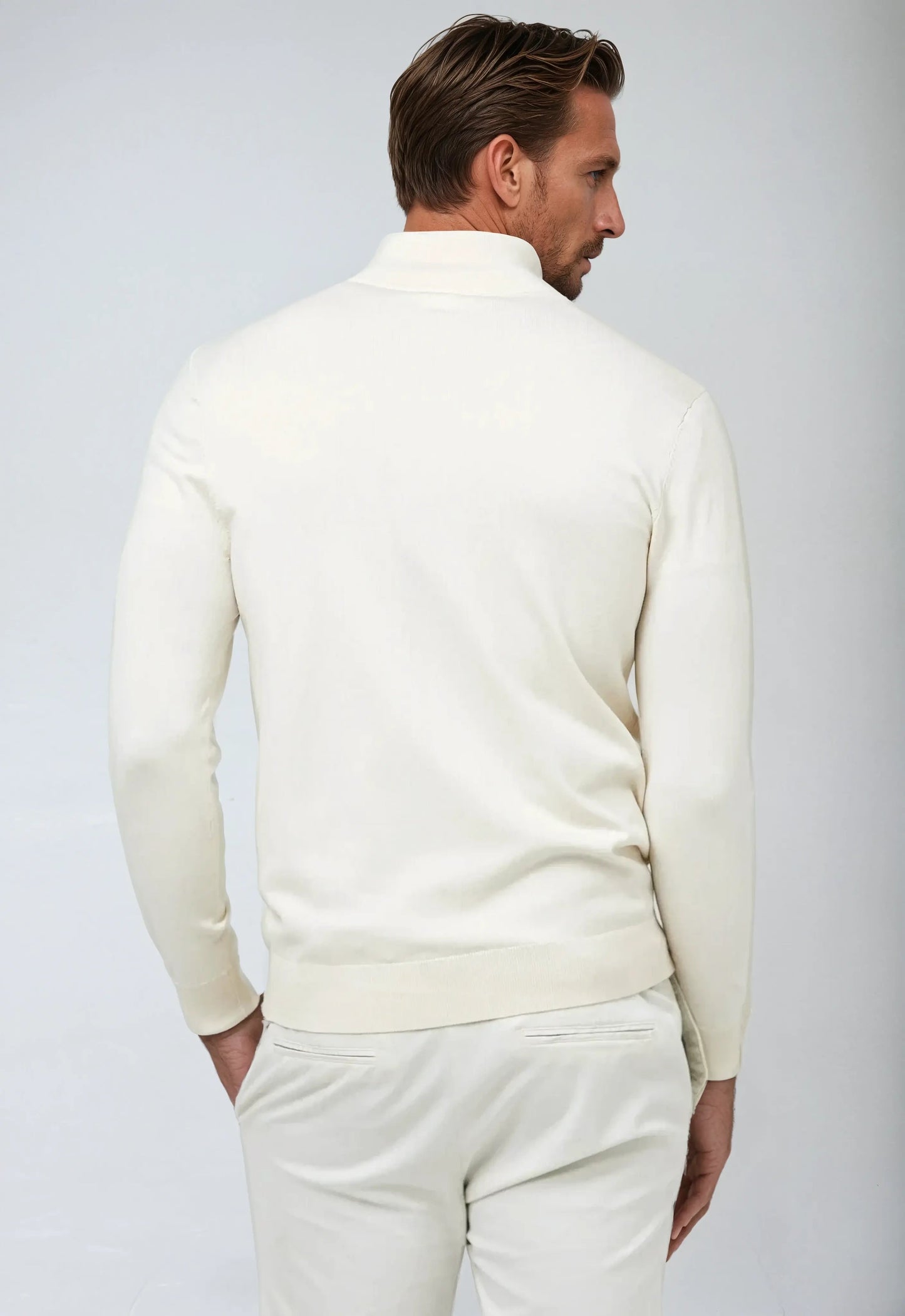 Classic Quarter-Zip White Jumper