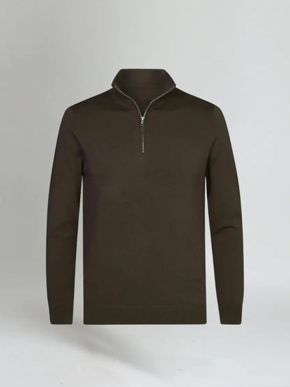 Waren - Soft Dark Brown Half-Zip Jumper