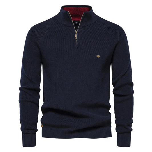 Half Zip Sweater- Breathable Blend And Adjustable Neckline