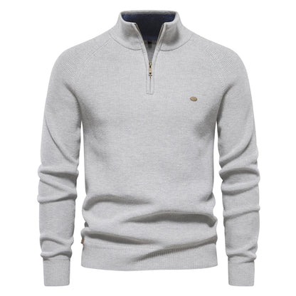 Half Zip Sweater- Breathable Blend And Adjustable Neckline