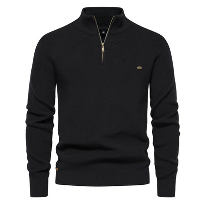 Half Zip Sweater- Breathable Blend And Adjustable Neckline