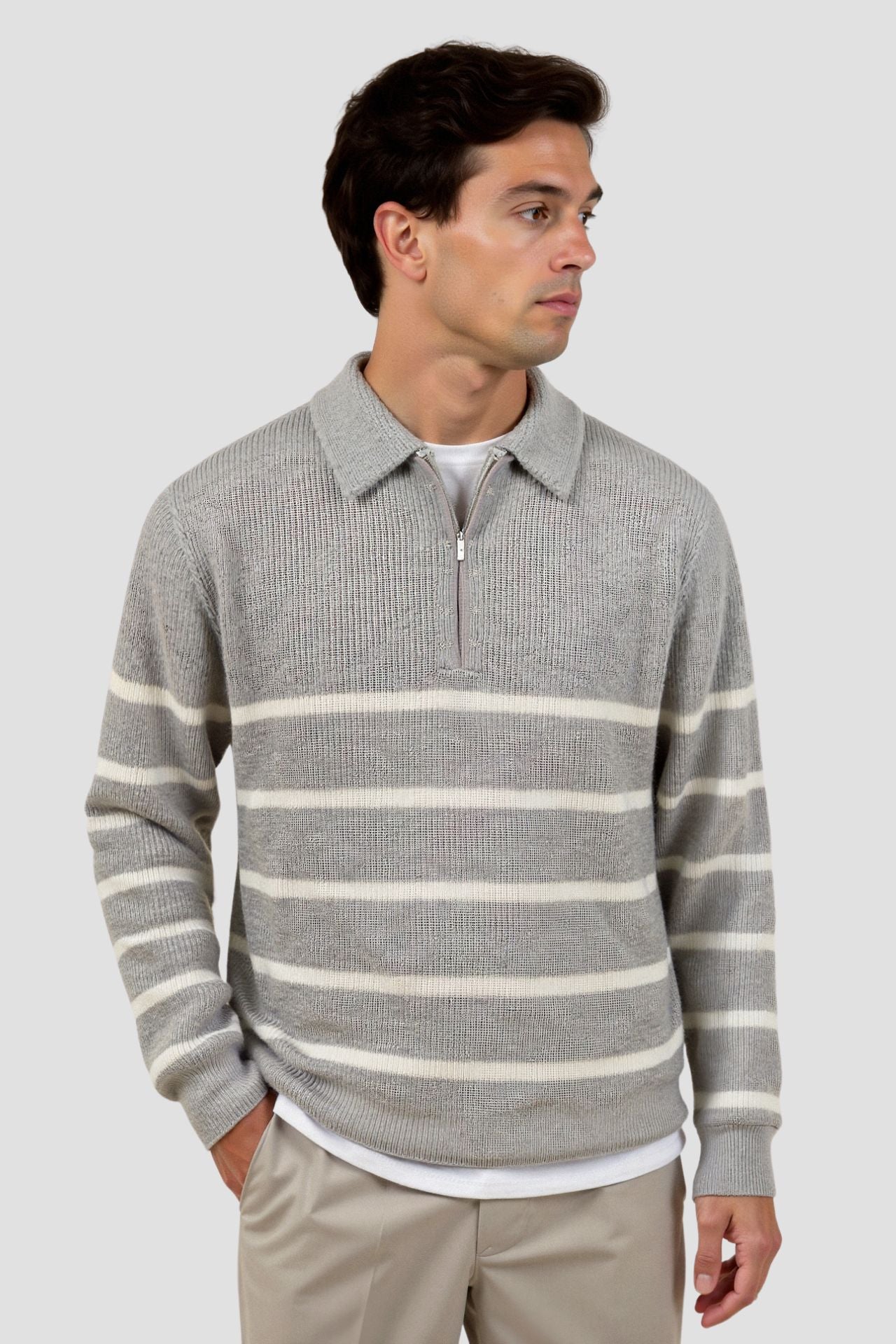 Men’s Striped Half-Zip Sweater