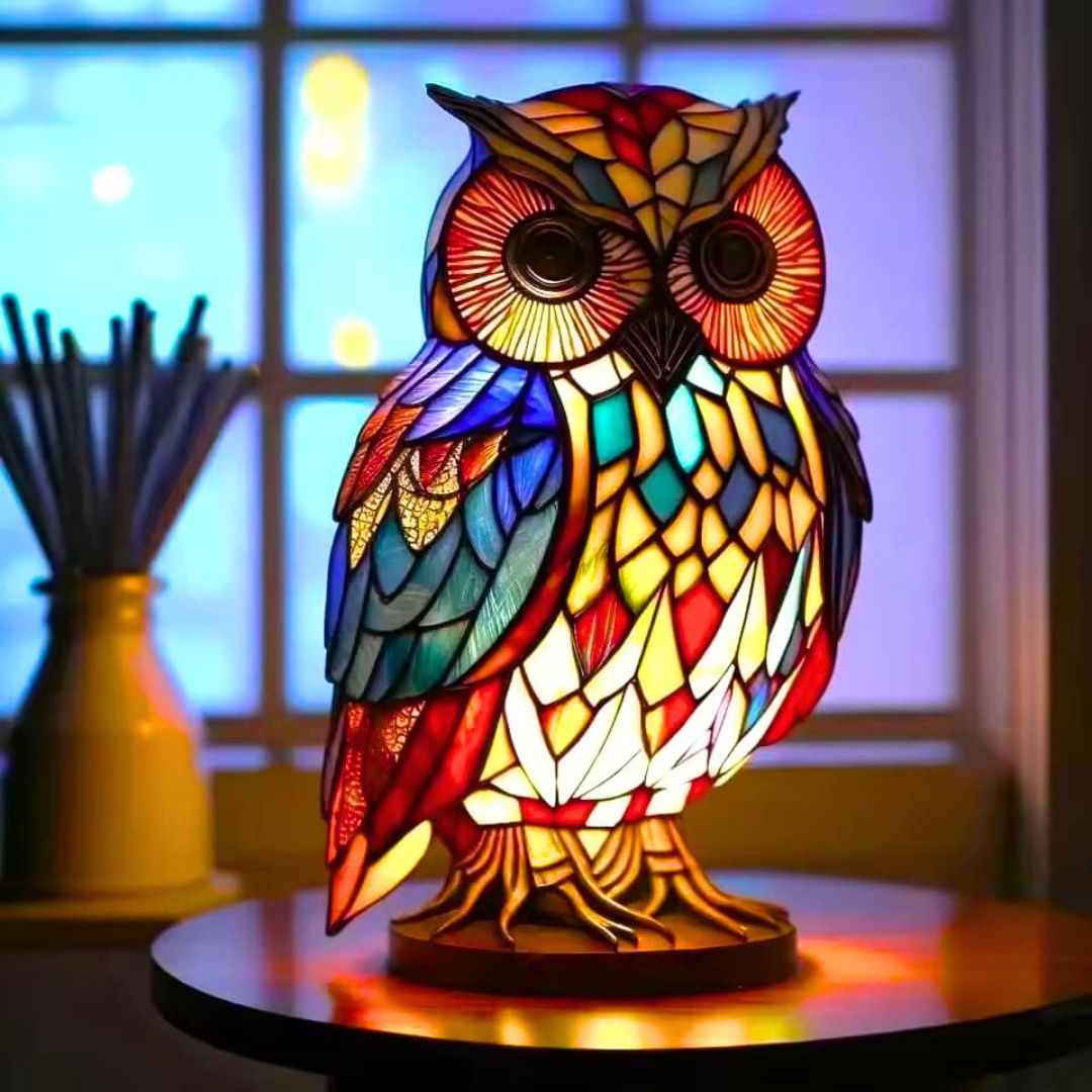 Unique Wooden Owl Table Lamp Gift - BritishElegance