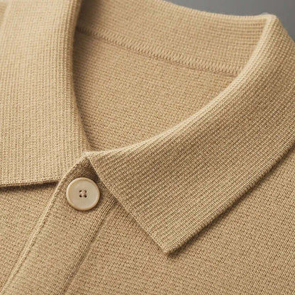 Chris | Men's fall cashmere blend cardigan button front turn-down collar