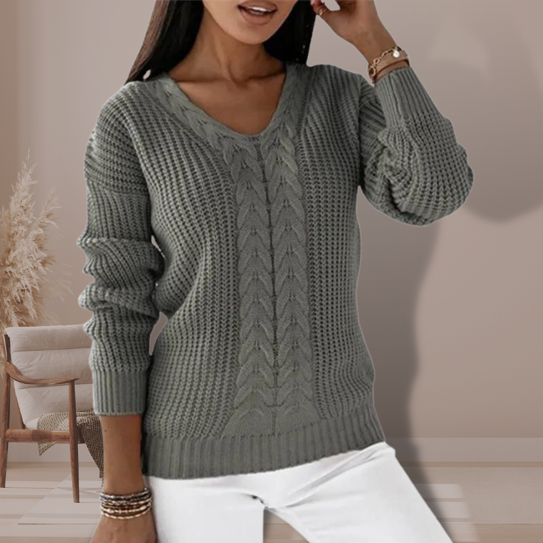 Women’s Elegant V Neck Pullover Sweater