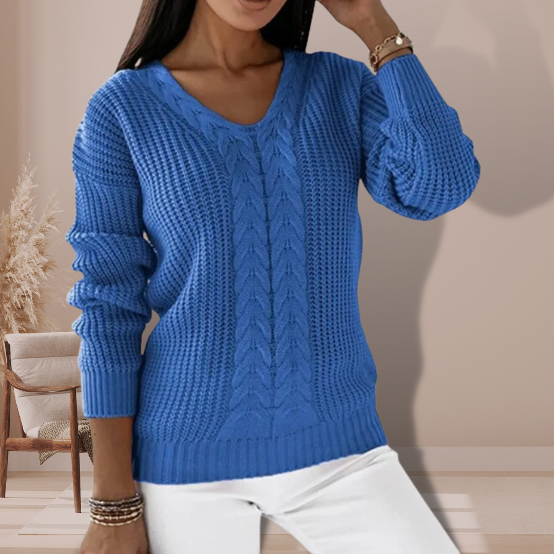Women’s Elegant V Neck Pullover Sweater