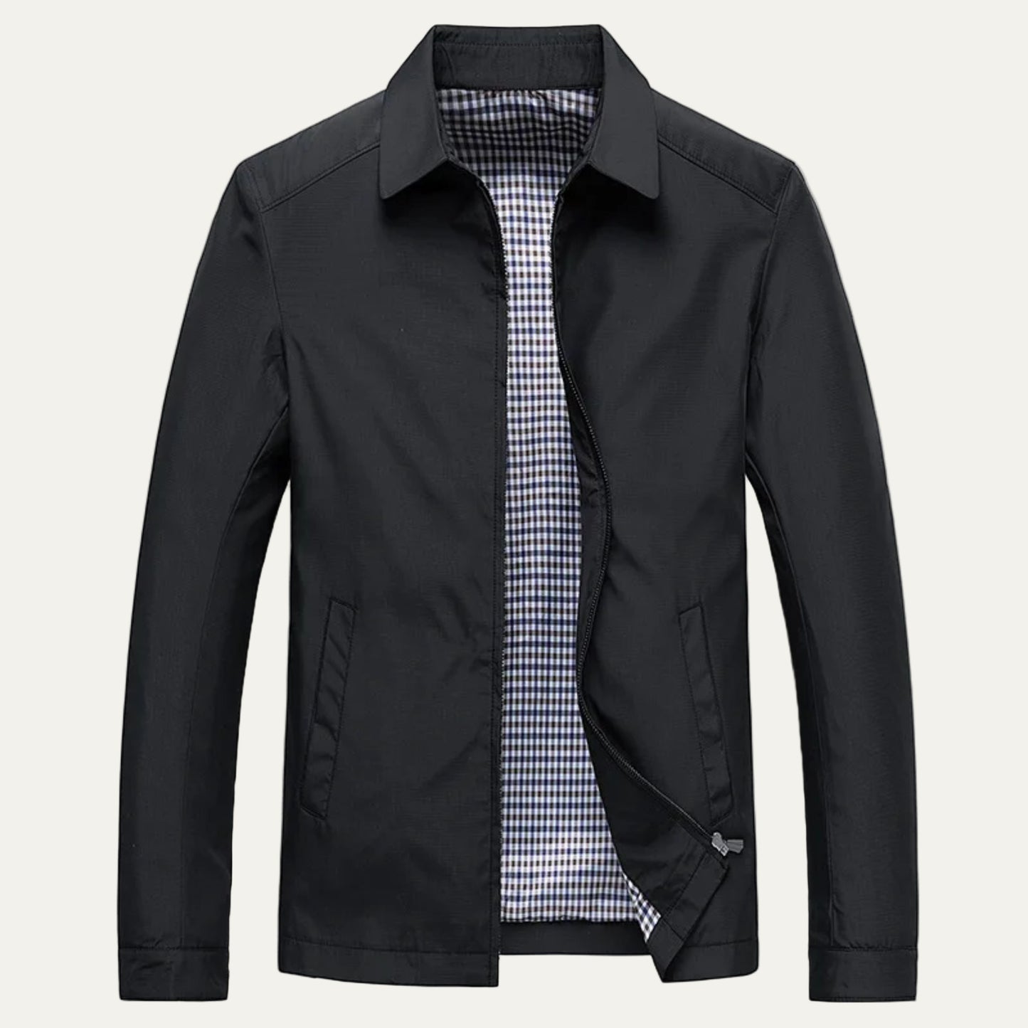 Men’s Classic Harrington Jacket with Check Lining