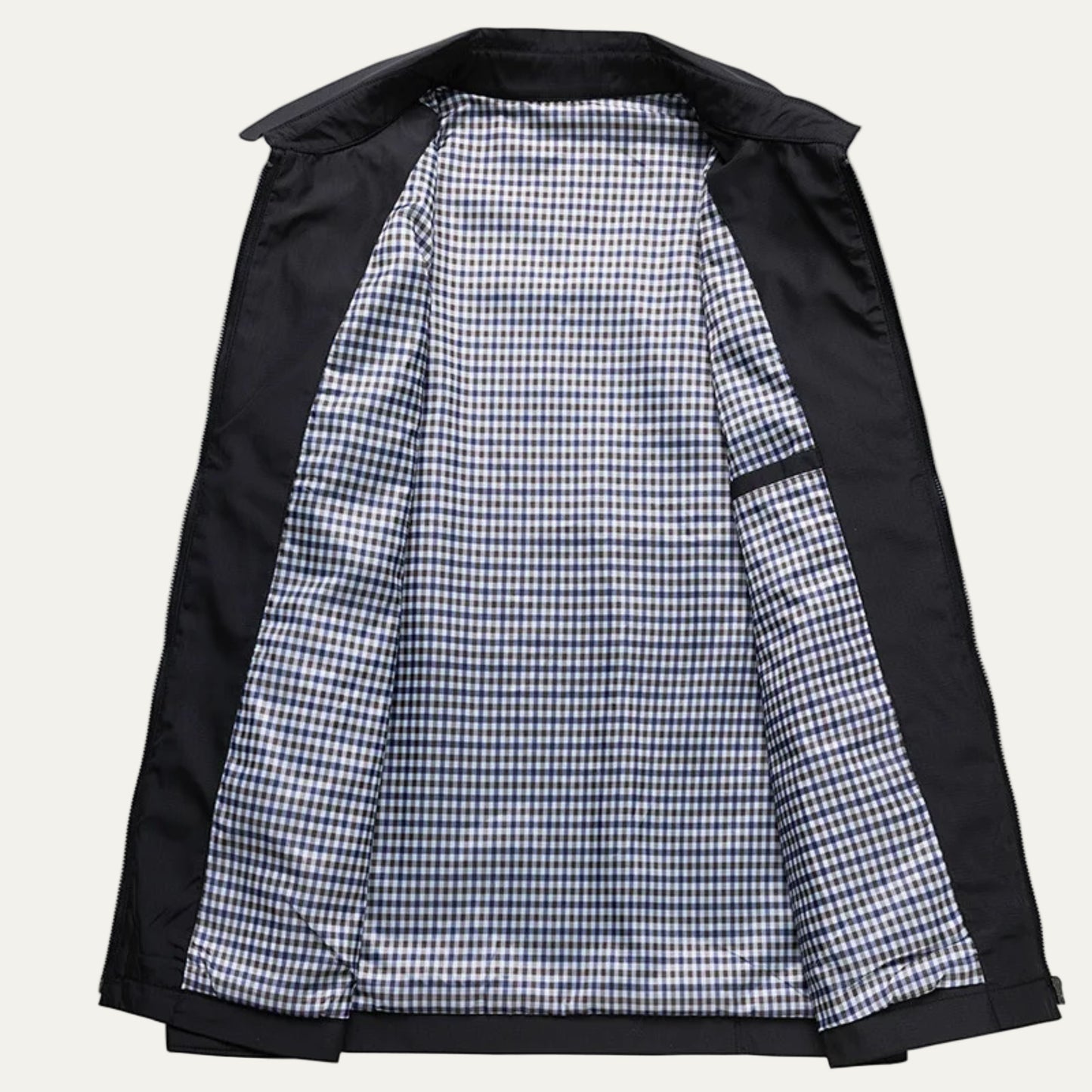Men’s Classic Harrington Jacket with Check Lining