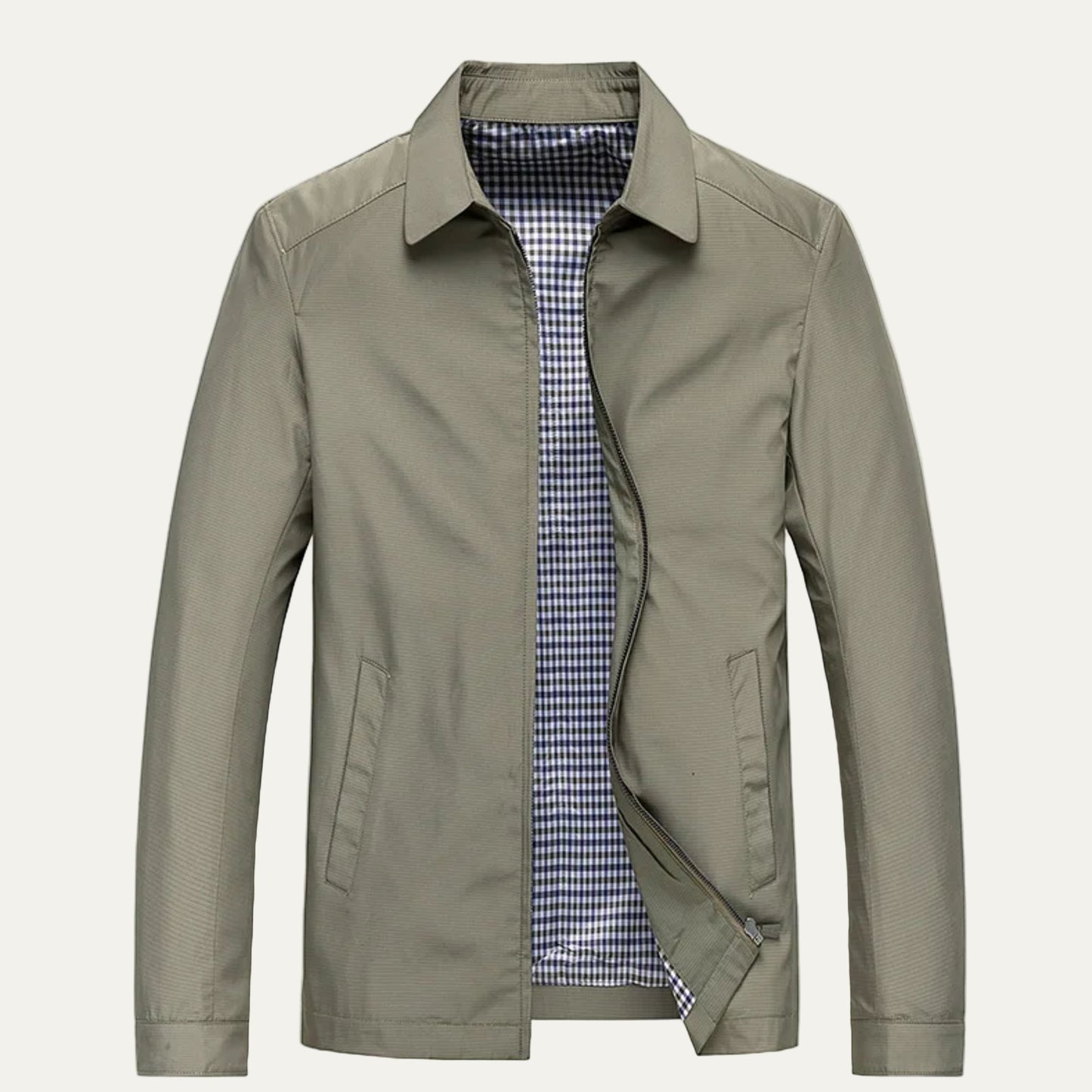 Men’s Classic Harrington Jacket with Check Lining