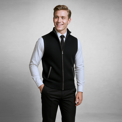 Pullover with zipper and stand-up collar for men