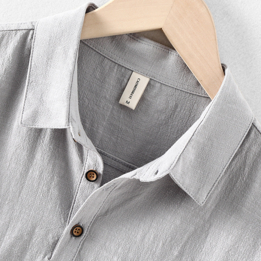 Riku Men’s Cotton-Linen Polo Shirt – Short Sleeve Casual Collar Top