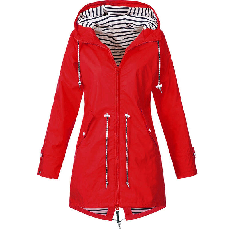Waterproof Women's Hooded Rain Jacket with Pockets