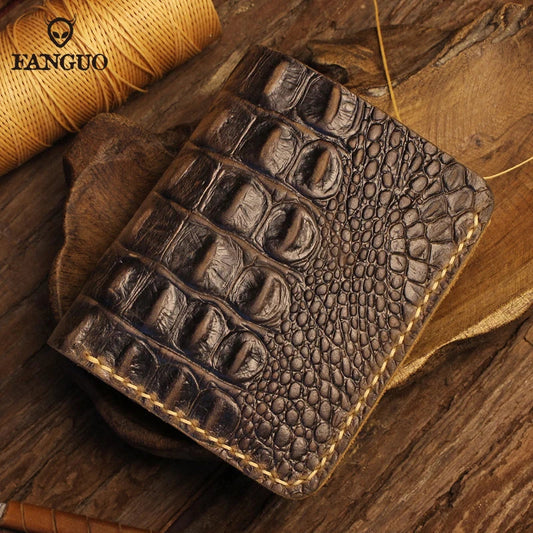 Vintage Gator Print Genuine Leather Wallet - BritishElegance