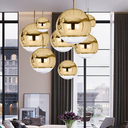 Elegant Glass Pendant Lamp Clear Silver Globe Shade