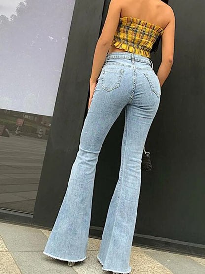 Classic Comfortable Wide Leg Women's Jeans - BritishElegance