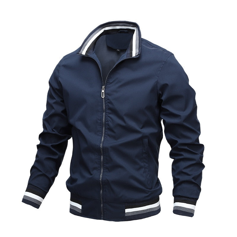 Slim Fit Striped Bomber Jacket - Casual Mens Wear