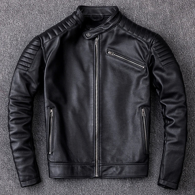 Authentic Leather Biker Jacket Classic Moto Style - BritishElegance