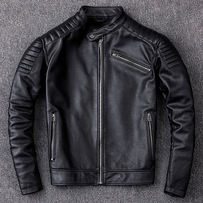 Authentic Leather Biker Jacket Classic Moto Style - BritishElegance