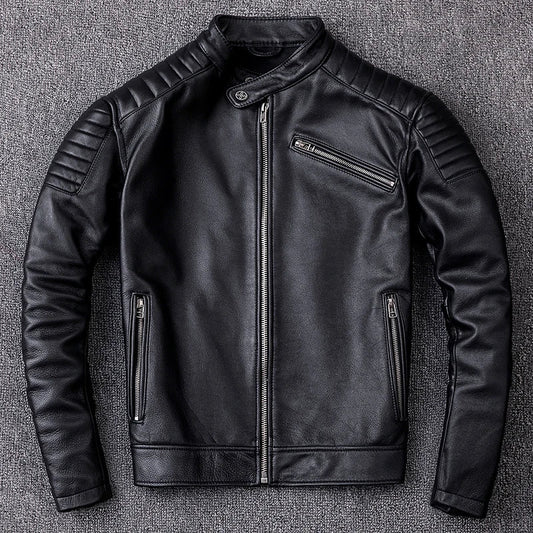 Authentic Leather Biker Jacket Classic Moto Style - BritishElegance