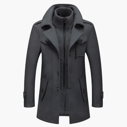 Men’s Layered Peacoat with Removable Inner Placket
