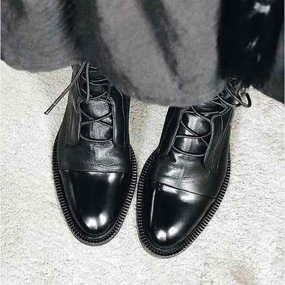 Isabella Lace-Up Cap Toe Ankle Boots | Ankle-Wrap Detail Ankle Boots