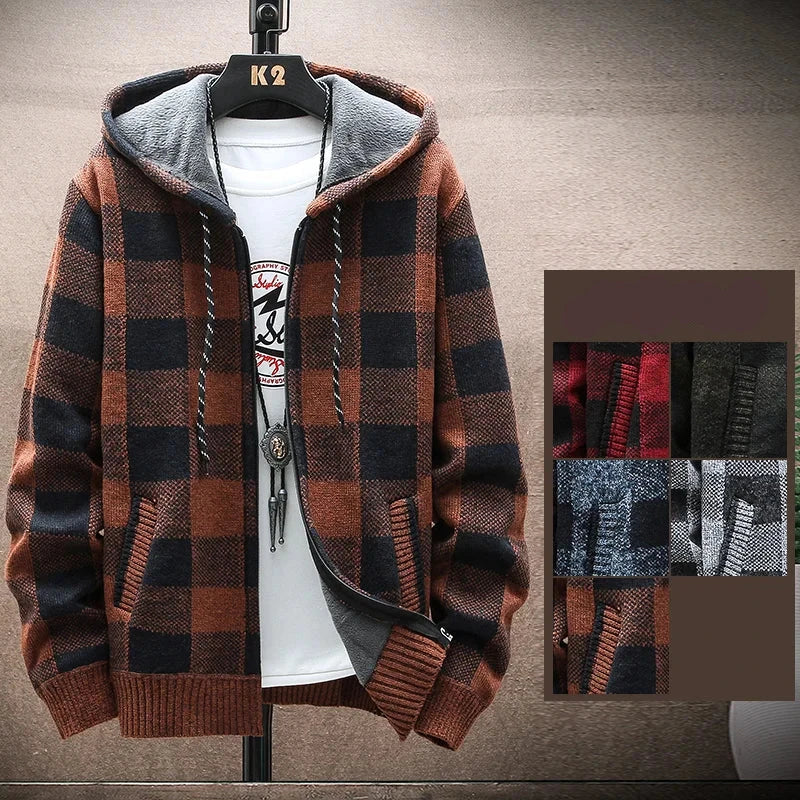 Warm Mens Plaid Hooded Winter Jacket - BritishElegance