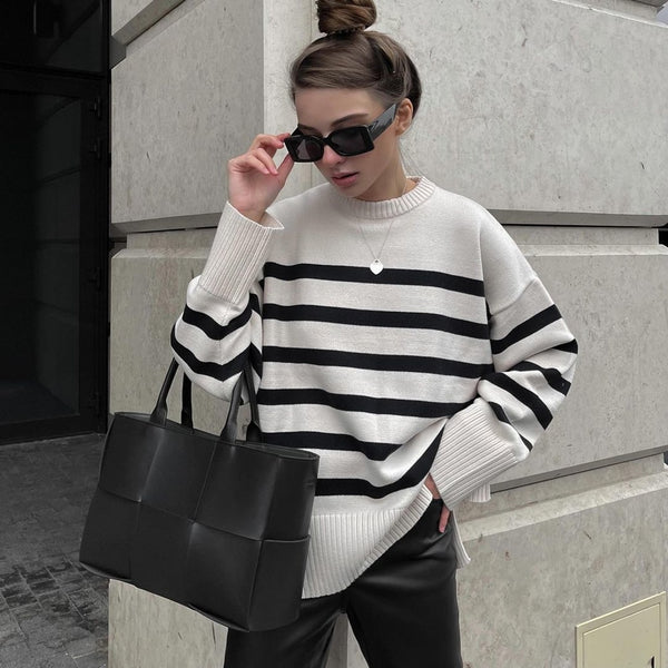 Women's Classic Cream Stripe Jumper - BritishElegance