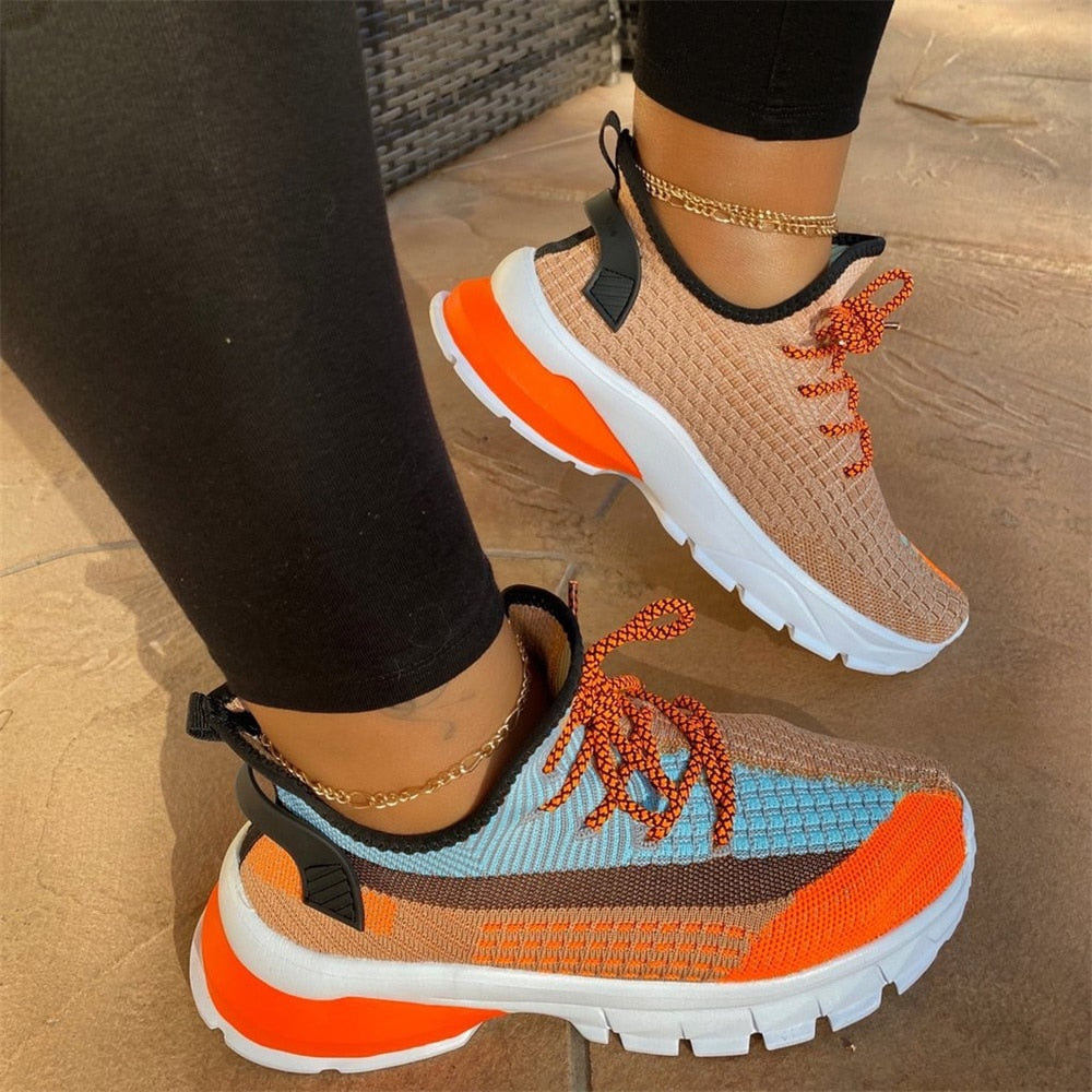 Airy Colorful Women's Sneakers with Bright Laces - BritishElegance
