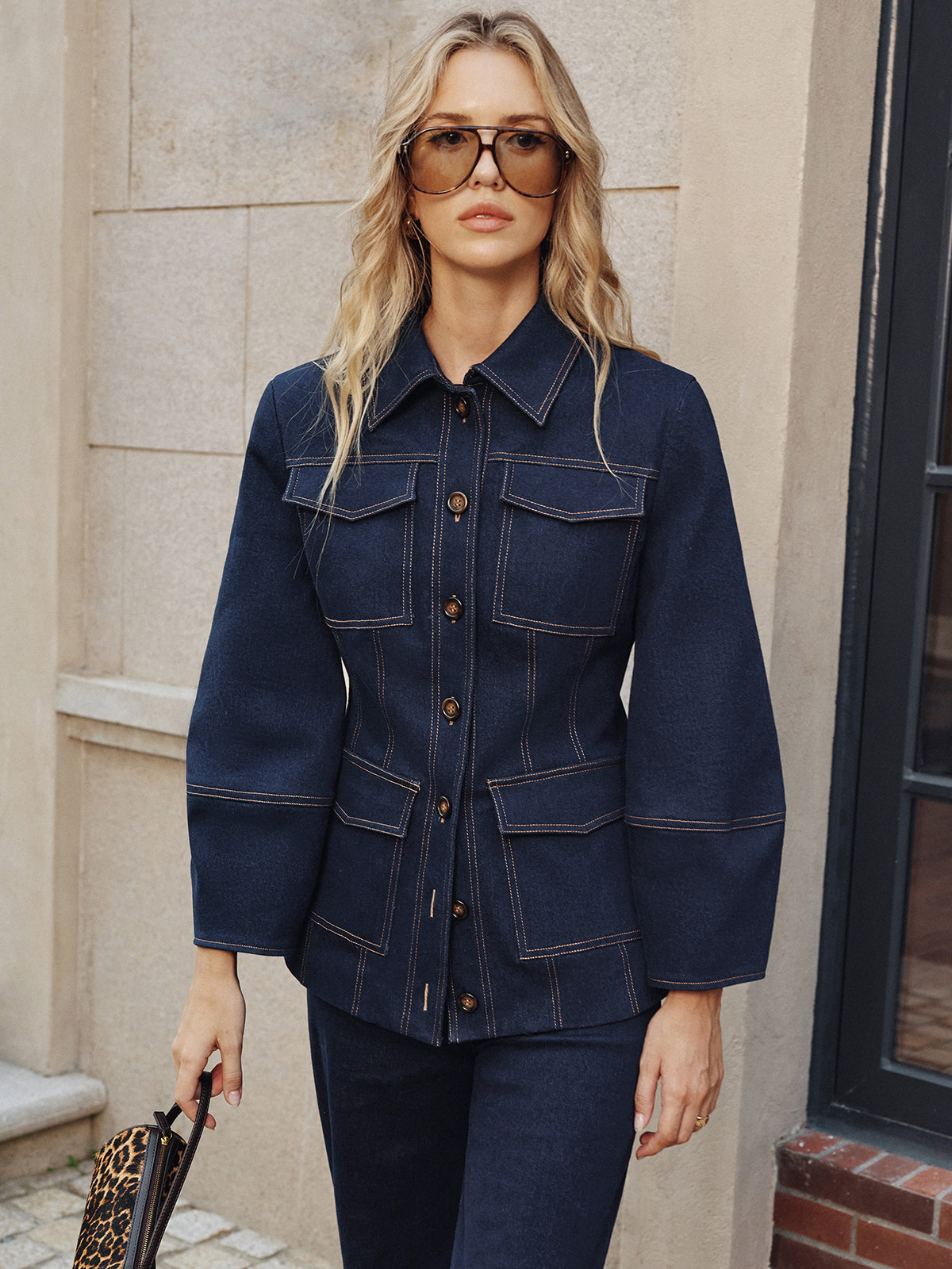 Heaven | Women’s Trendy Contrast Stitch Cropped Denim Jacket