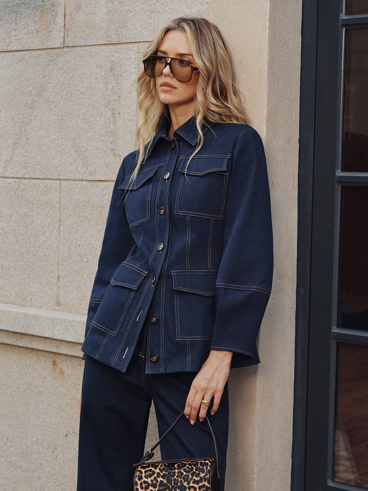 Heaven | Women’s Trendy Contrast Stitch Cropped Denim Jacket