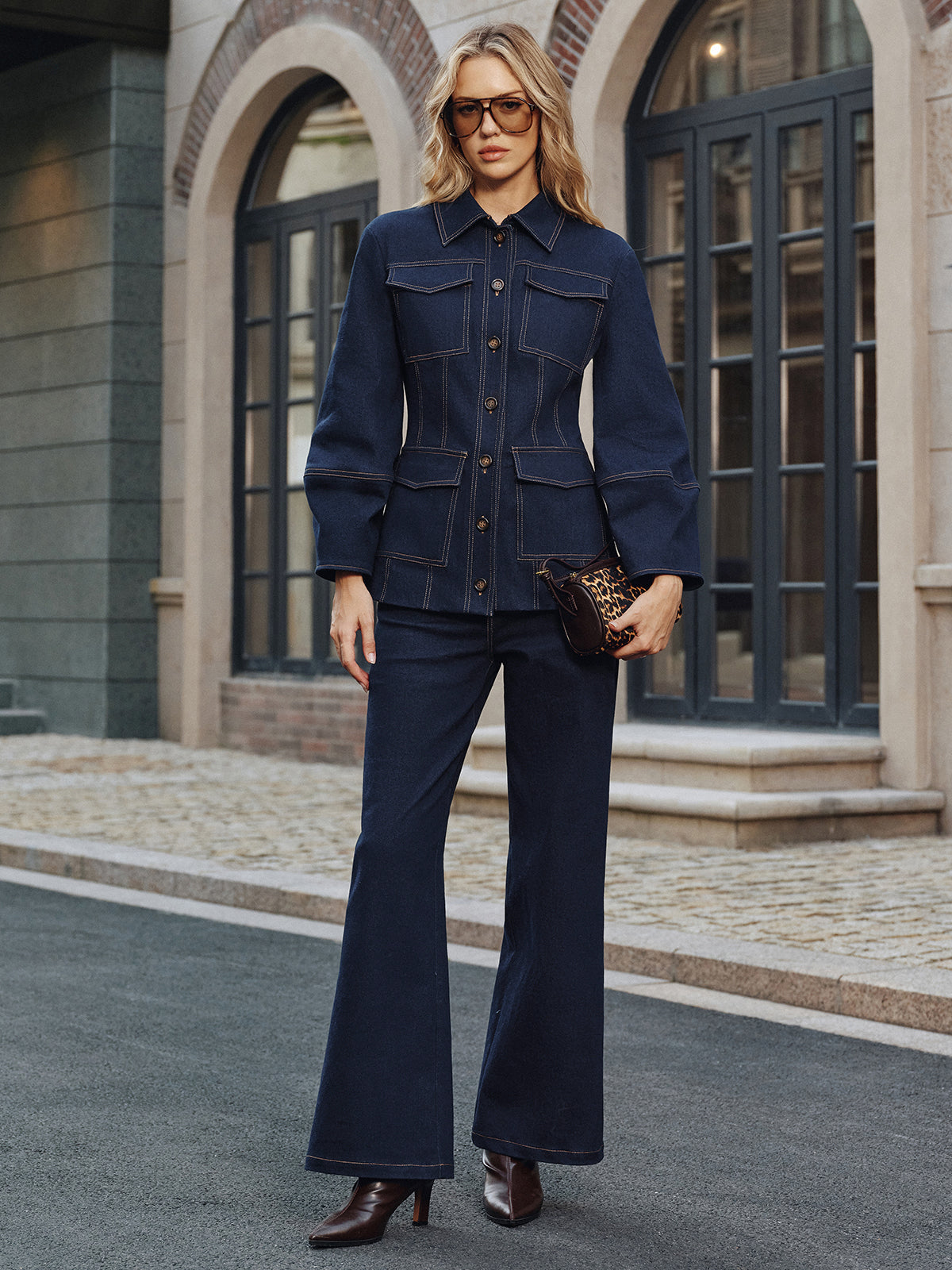 Heaven | Women’s Trendy Contrast Stitch Cropped Denim Jacket