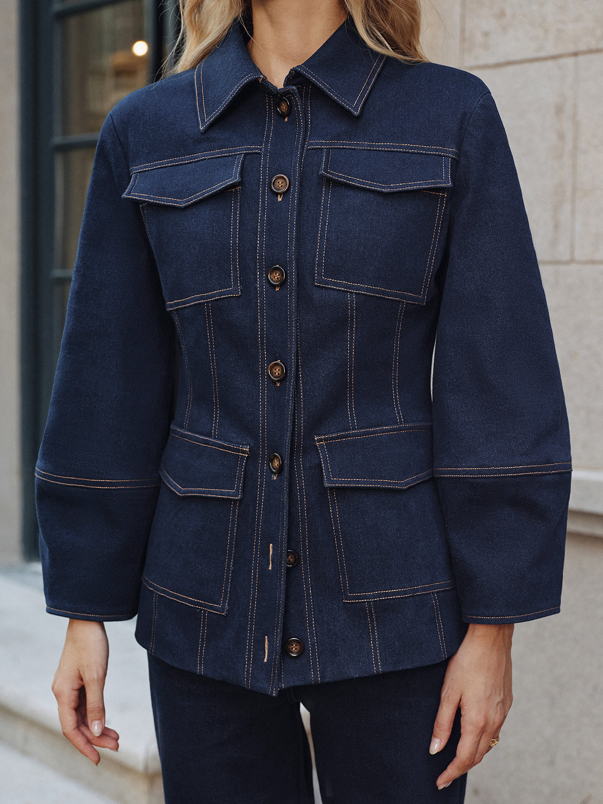 Heaven | Women’s Trendy Contrast Stitch Cropped Denim Jacket