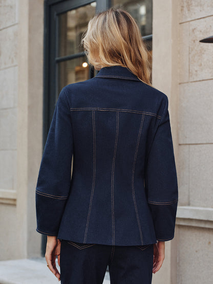 Heaven | Women’s Trendy Contrast Stitch Cropped Denim Jacket