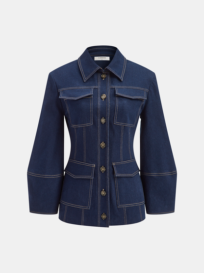 Heaven | Women’s Trendy Contrast Stitch Cropped Denim Jacket