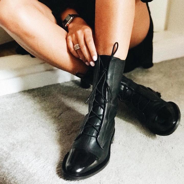 Isabella Lace-Up Cap Toe Ankle Boots | Ankle-Wrap Detail Ankle Boots