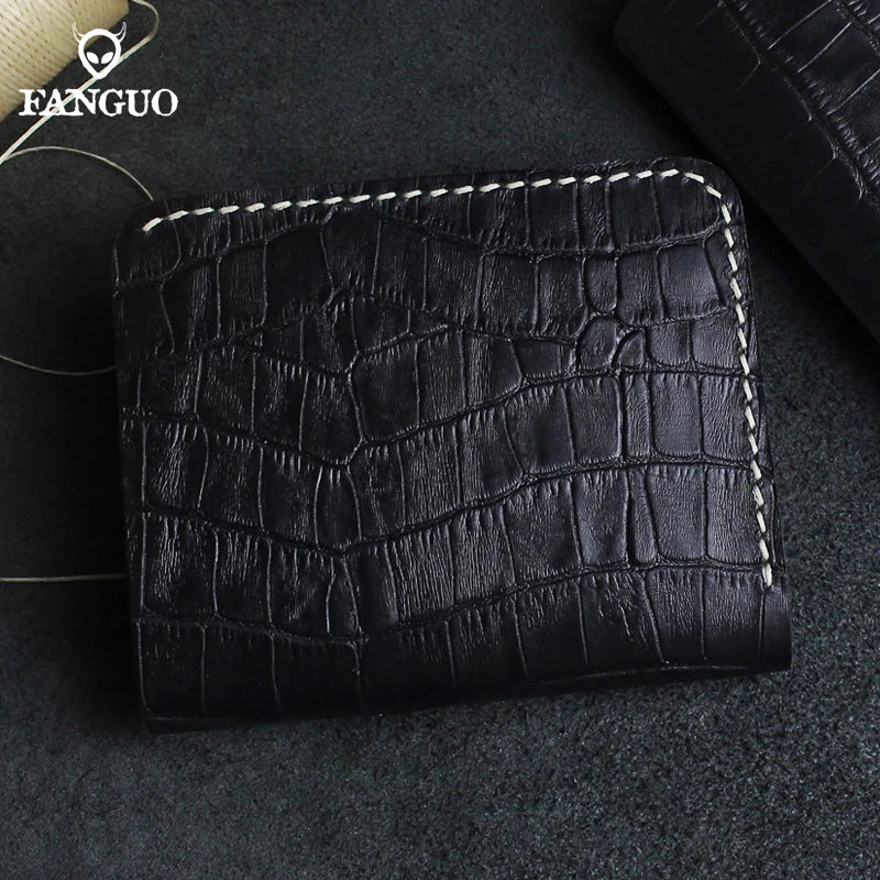 Vintage Gator Print Genuine Leather Wallet