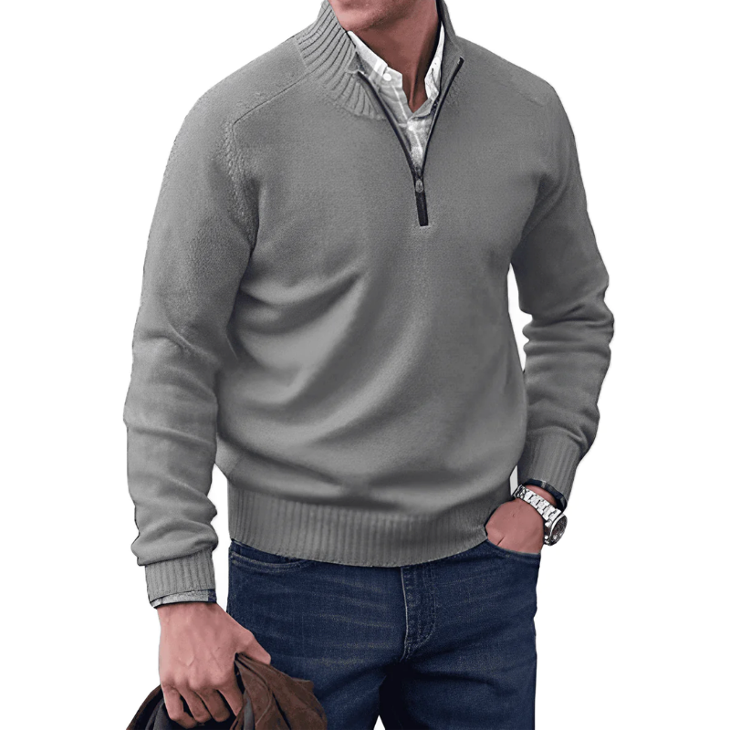 Men’s Quarter Zip High Collar Knit Sweater