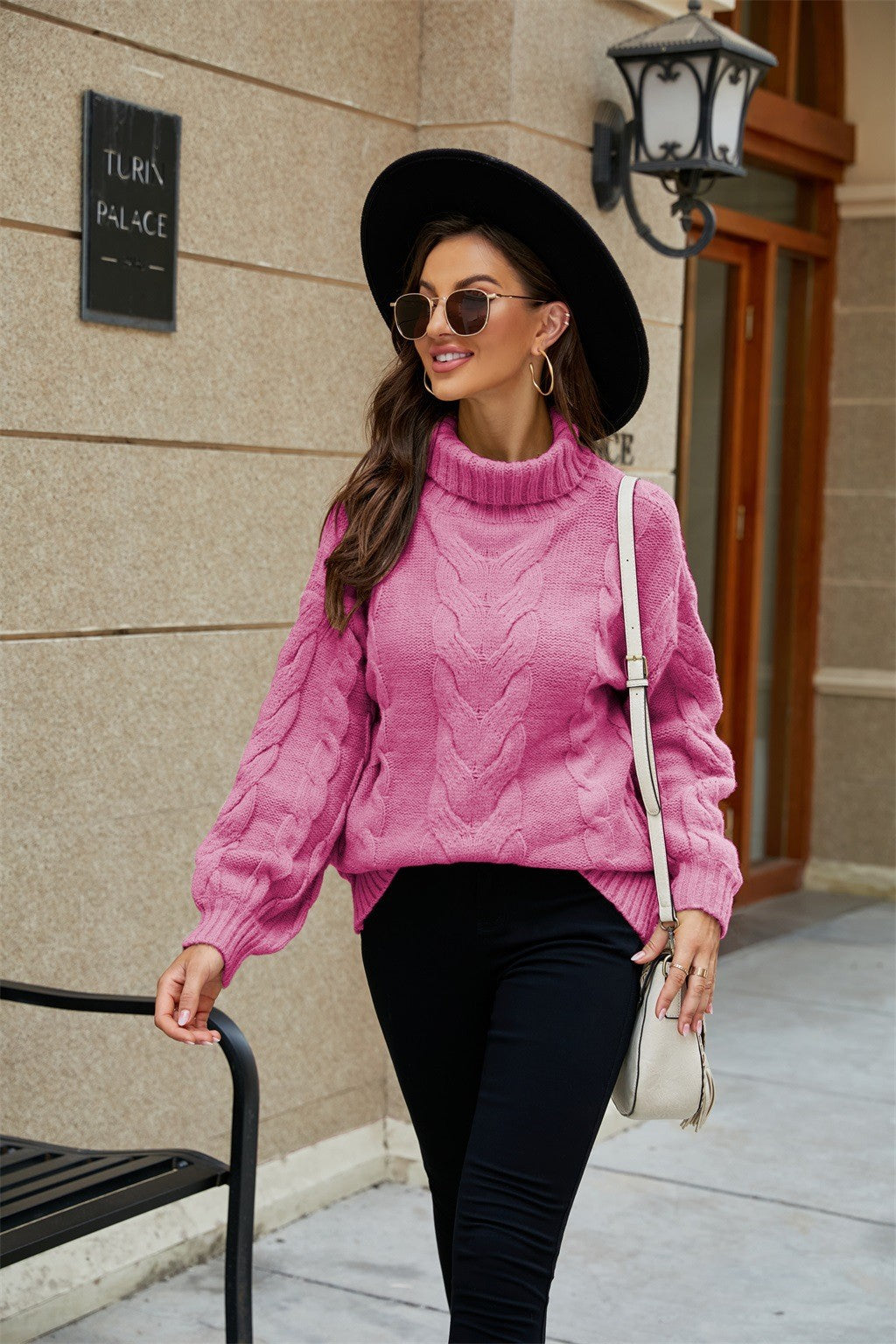 Heloise | Modern women's cable-knit turtleneck sweater