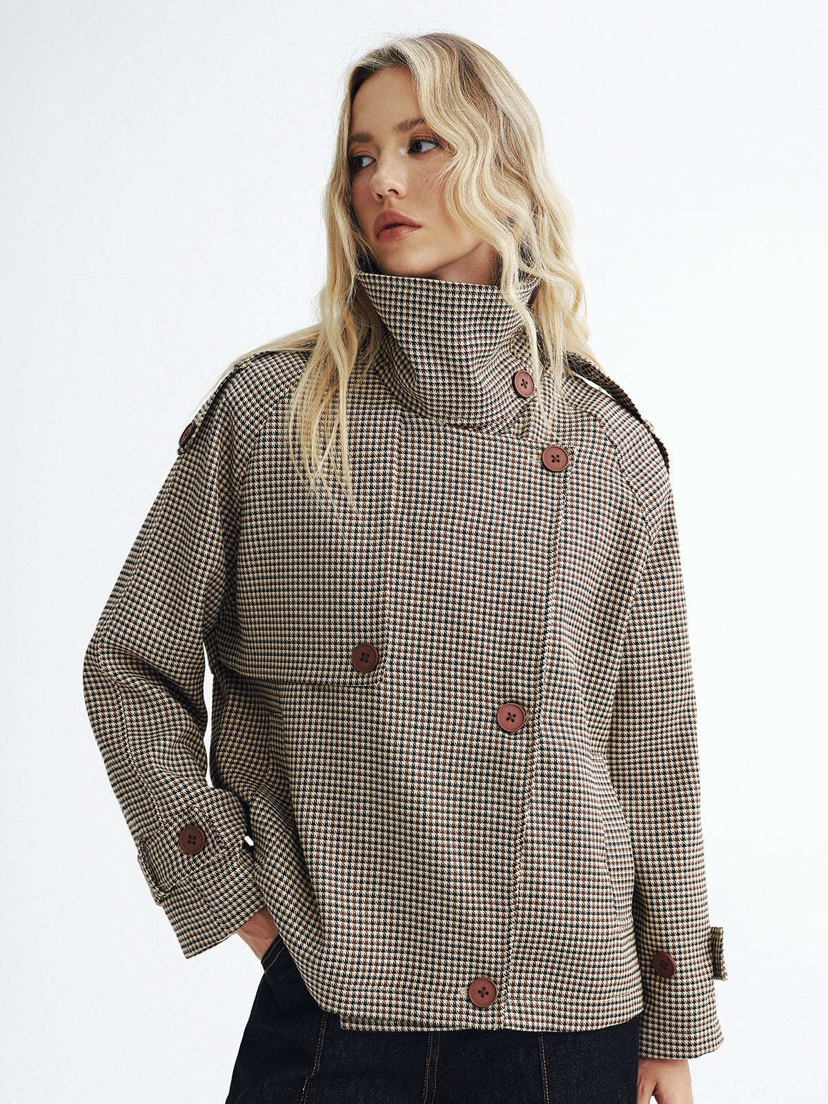 Henley | Women's Short Cropped Plaid Checkered Coat