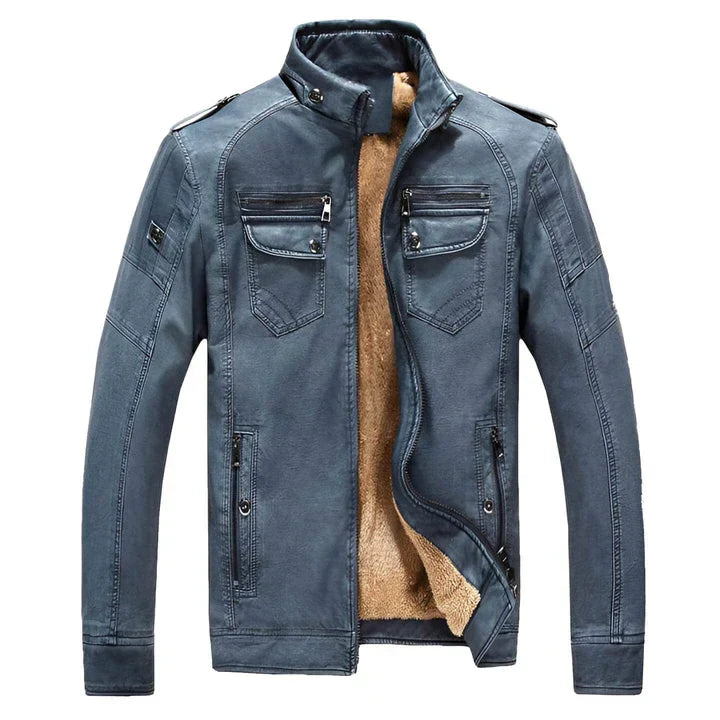 Men's Fitted Leather Bike Jacket