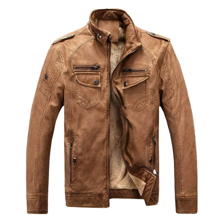 Men's Fitted Leather Bike Jacket