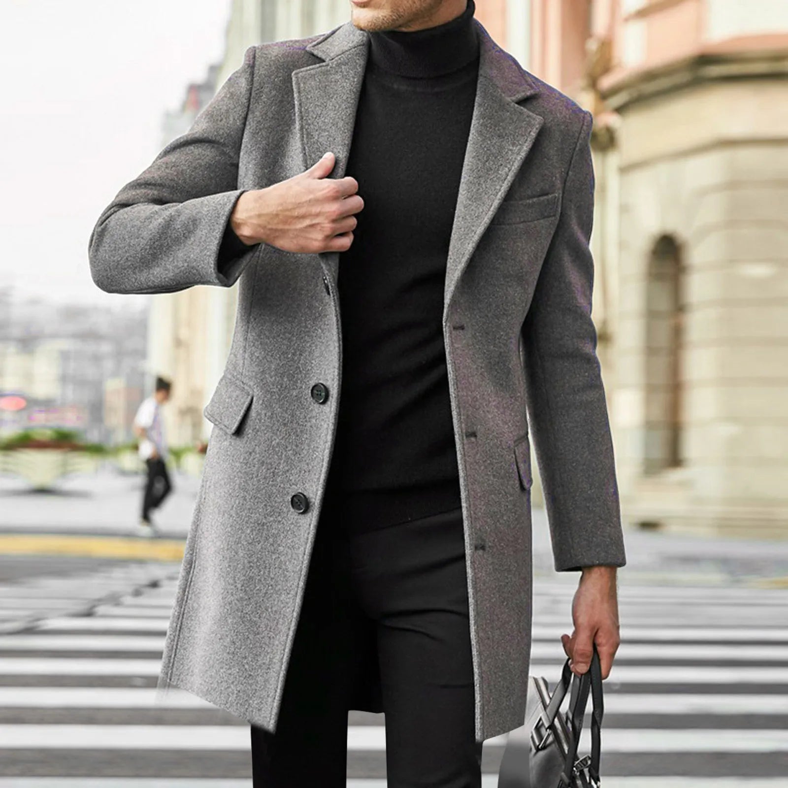 Classic Men's Single Breasted Wool Coat - BritishElegance