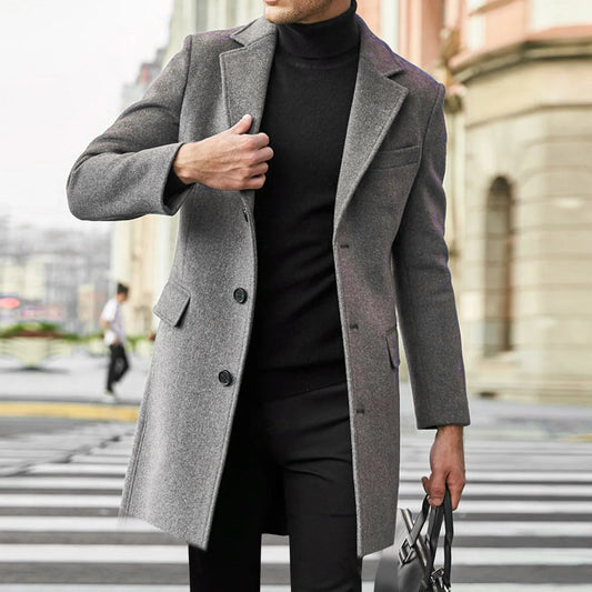 Classic Men's Single Breasted Wool Coat - BritishElegance
