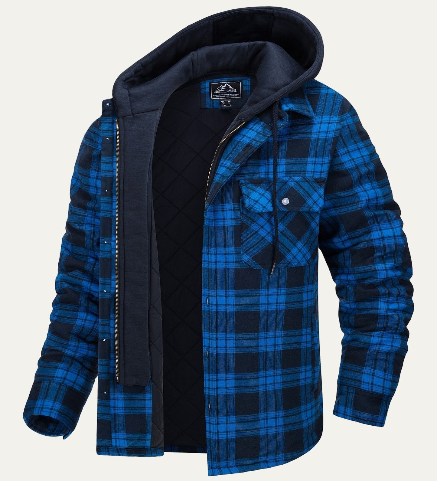 Men’s Quilted Lined Hooded Flannel Shirt Jacket