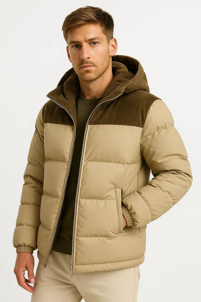 Men’s Hooded Quilted Puffer Jacket with Insulation