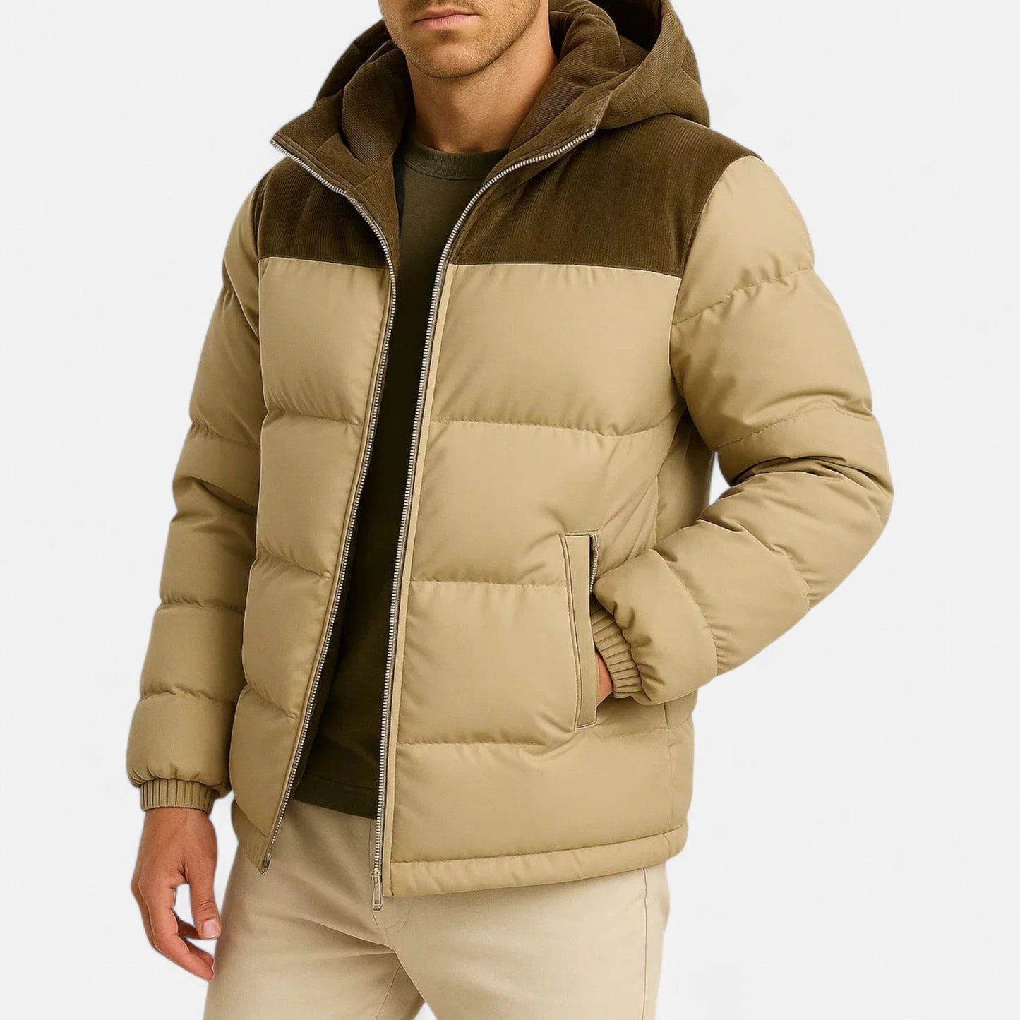 Men’s Puffer Jacket – Lightweight Hooded Insulated Elegance
