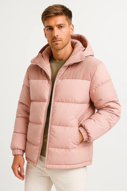 Men’s Hooded Quilted Puffer Jacket with Insulation