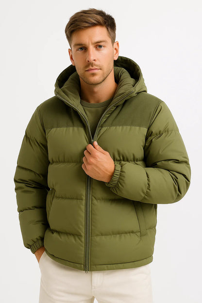 Men’s Hooded Quilted Puffer Jacket with Insulation