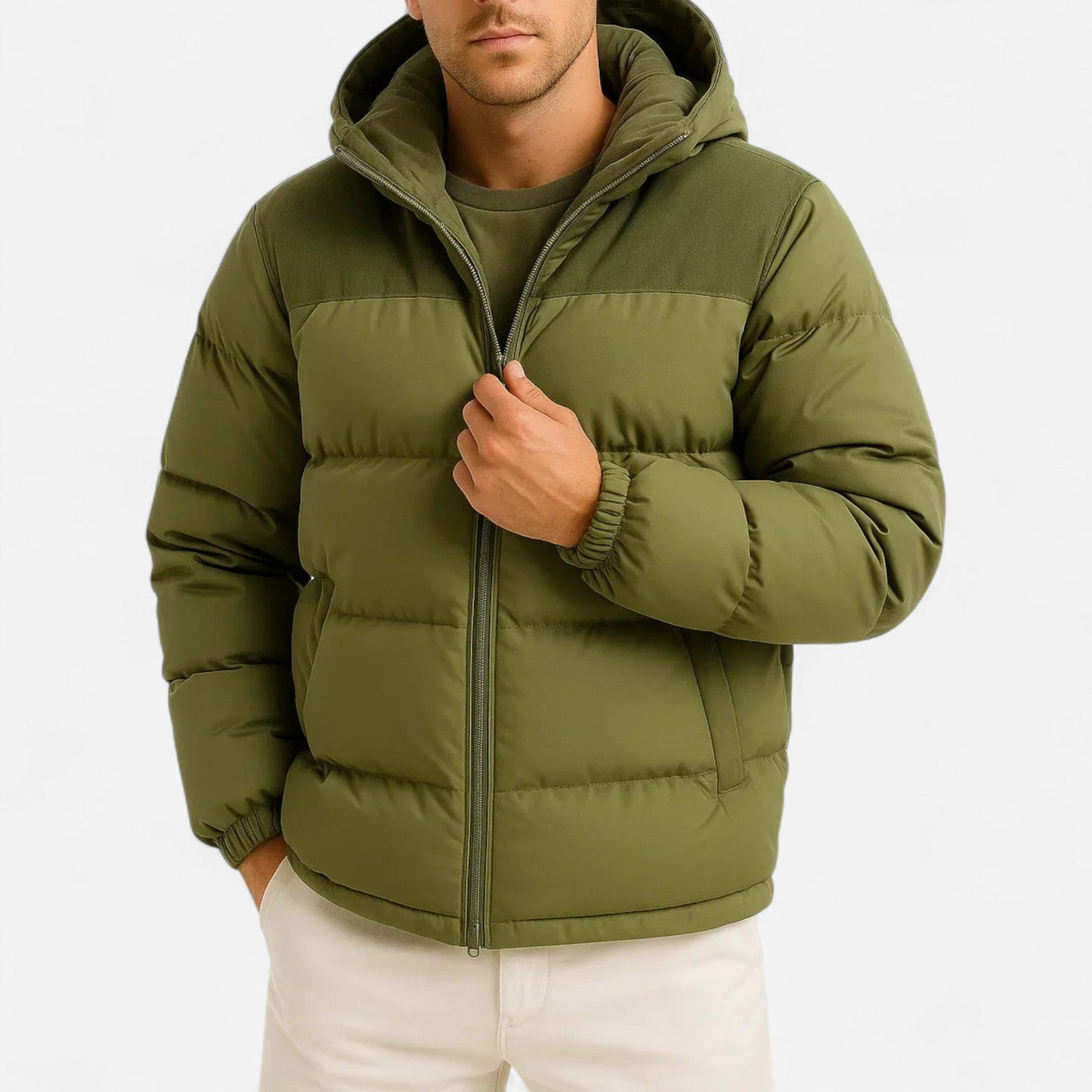 Men’s Puffer Jacket – Lightweight Hooded Insulated Elegance
